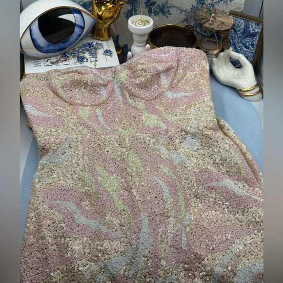 🆕 BRONX & BANCO 🧿 NWOT Dahlia Blush Multi Sequin Maxi Dress - Sz L US 8 - Picture 13 of 15